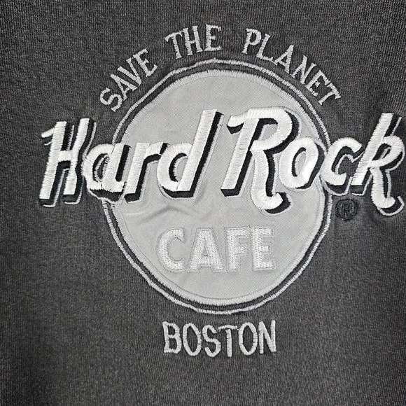Vintage Hard Rock Cafe Boston Save The Planet Sweatshirt Embroidered Sz L USA - Picture 2 of 14